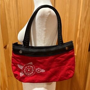 Thirty-One Skirt Purse bag red with white floral design